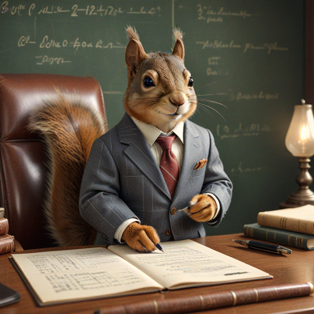 Epic Squirrel Author in Vintage Office Setting
