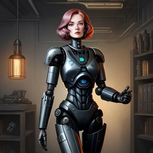 Steampunk Female RoboCop in British MI5