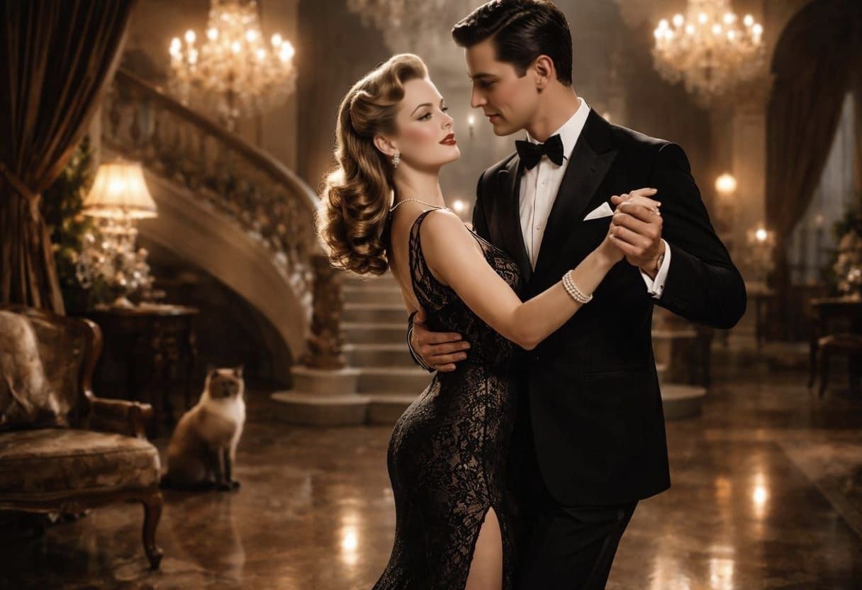 1940s Old Hollywood Glamour Ballroom Dance Scene