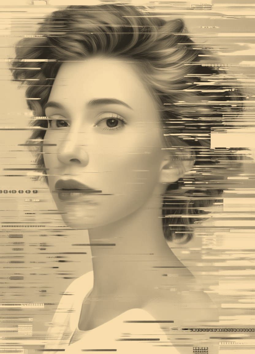 Woman Made of Binary Code in Vibrant RGB Hues