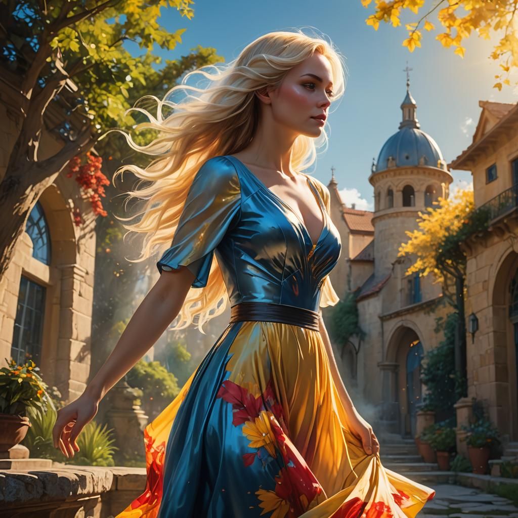 Sunlit Woman Portrait in Artgerm Style