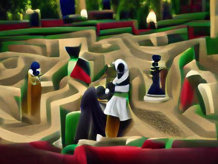 Surreal Chess Maze in Detailed 3D Painting
