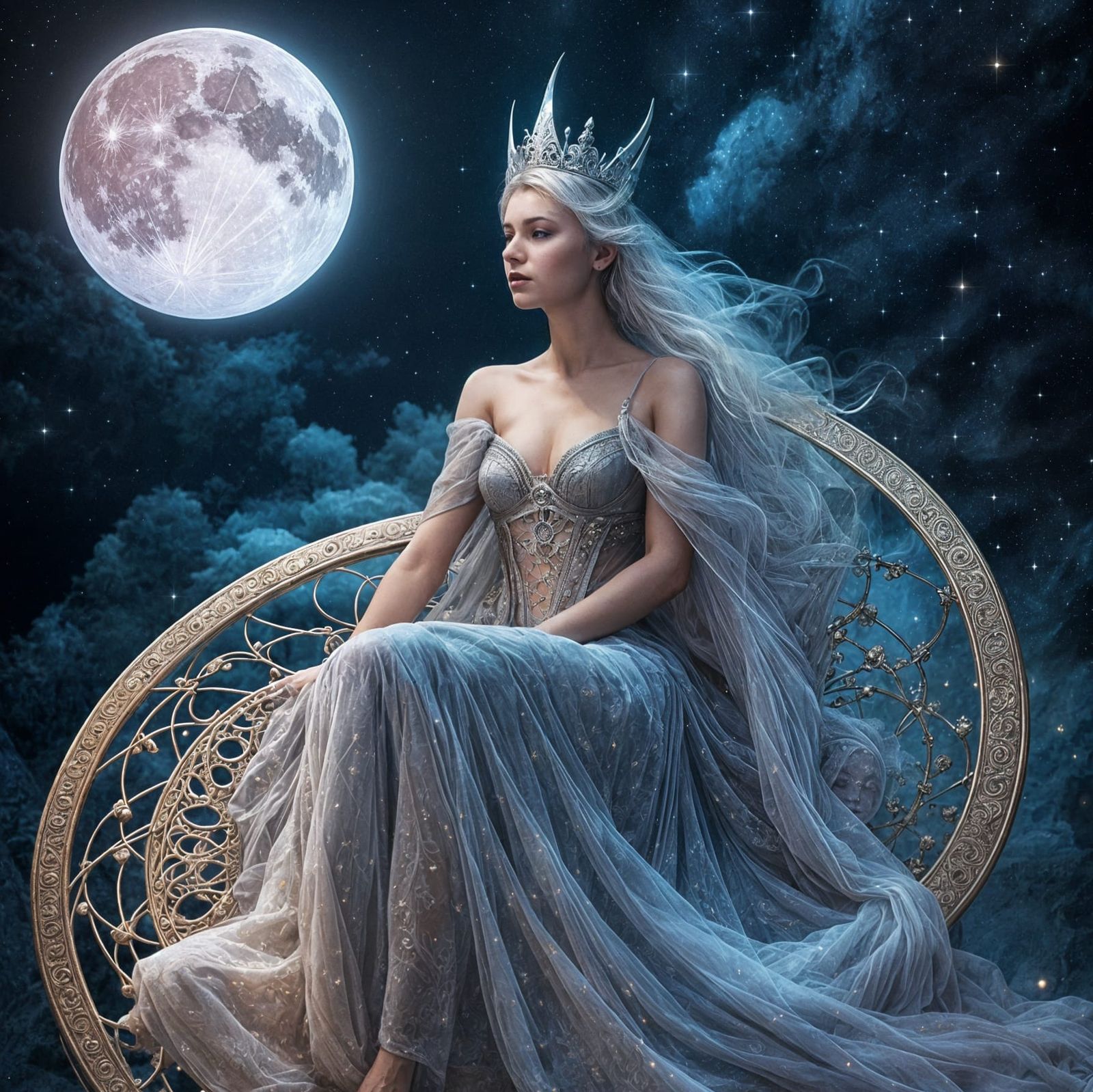 Queen of Night: Moon Goddess Digital Art