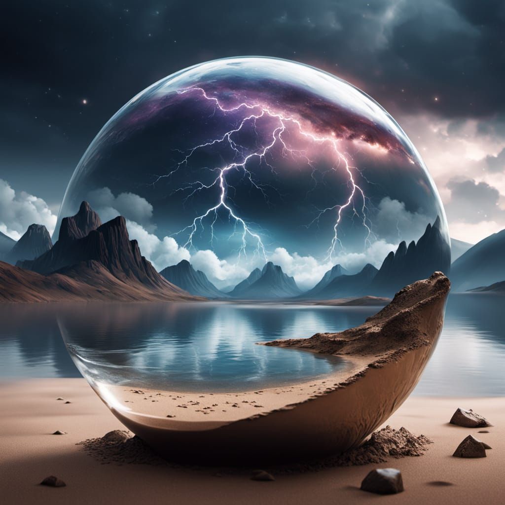 Hourglass Earth in Cosmic Storm: Surreal Digital Art