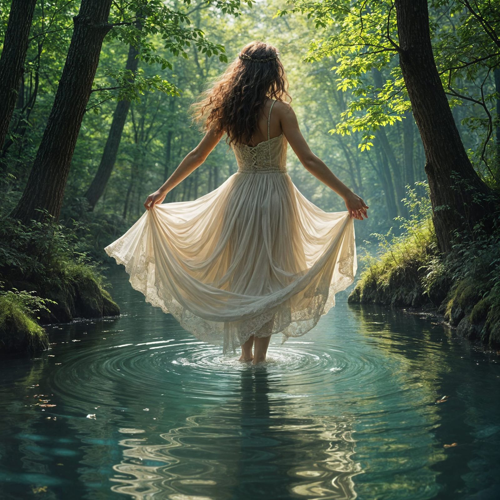 Ethereal Maiden Dancing in Forest Glen