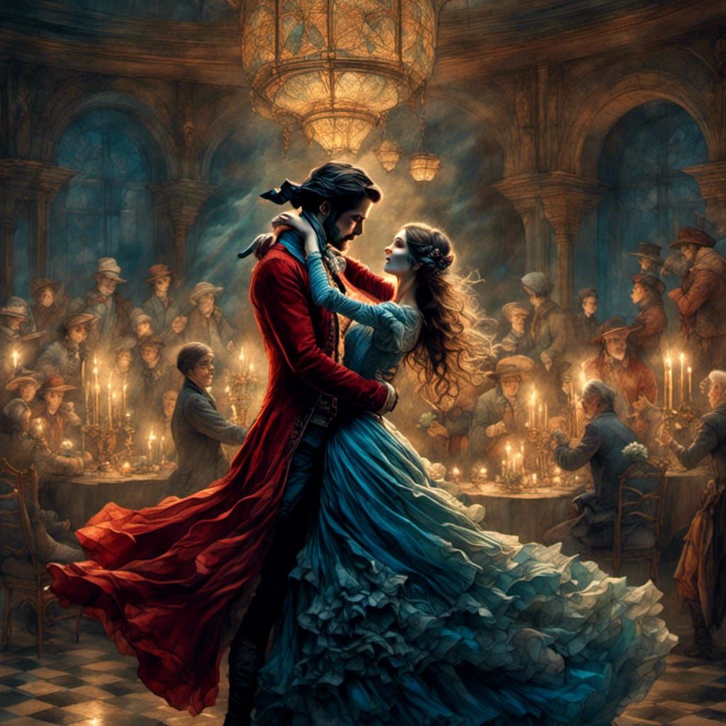 Harlequin and Columbine Dance in Candlelight