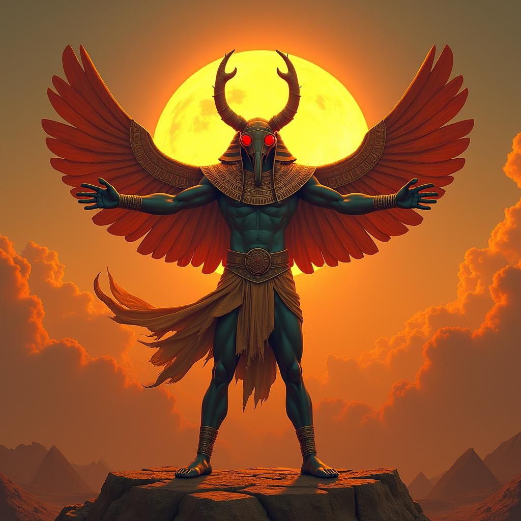 The Egyptian god Khepri, Ra as the rising sun, was often depicted as a scarab beetle or as a scarab beetle-headed man. T...