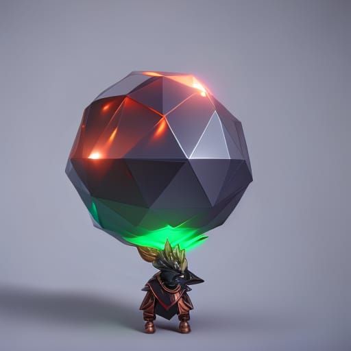 Crystal Phoenix: Adorable Low Poly Concept Art