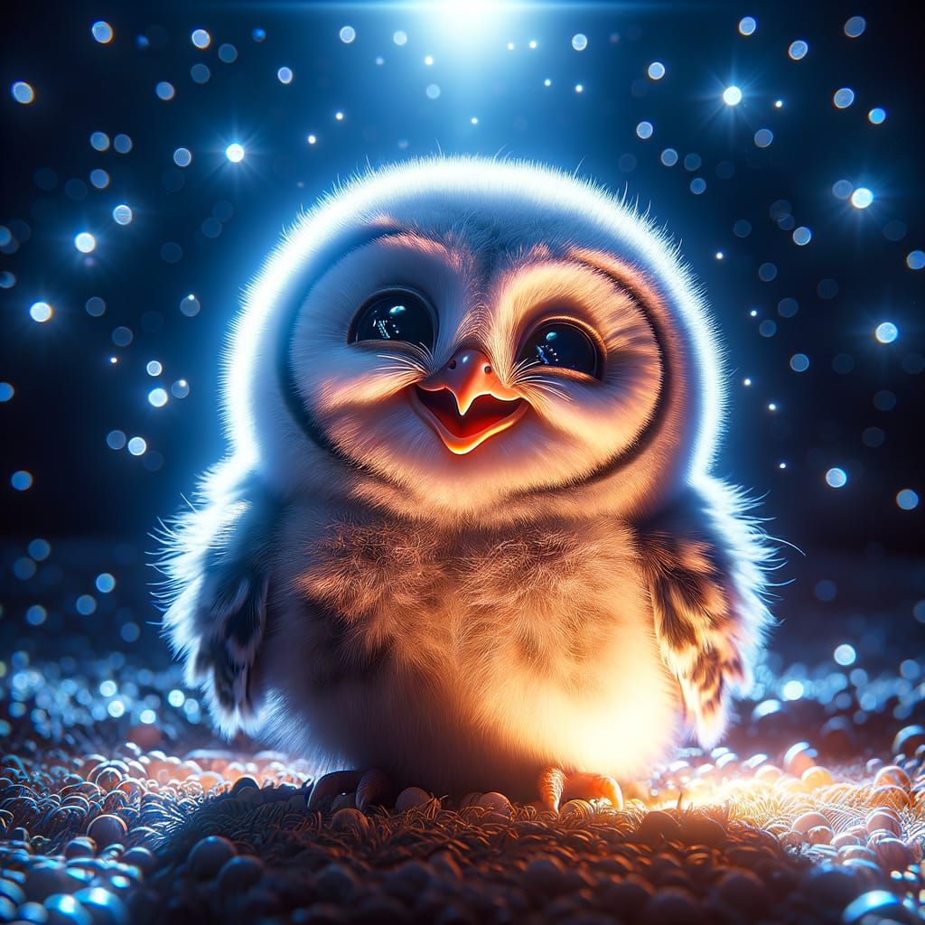 smiling baby owl