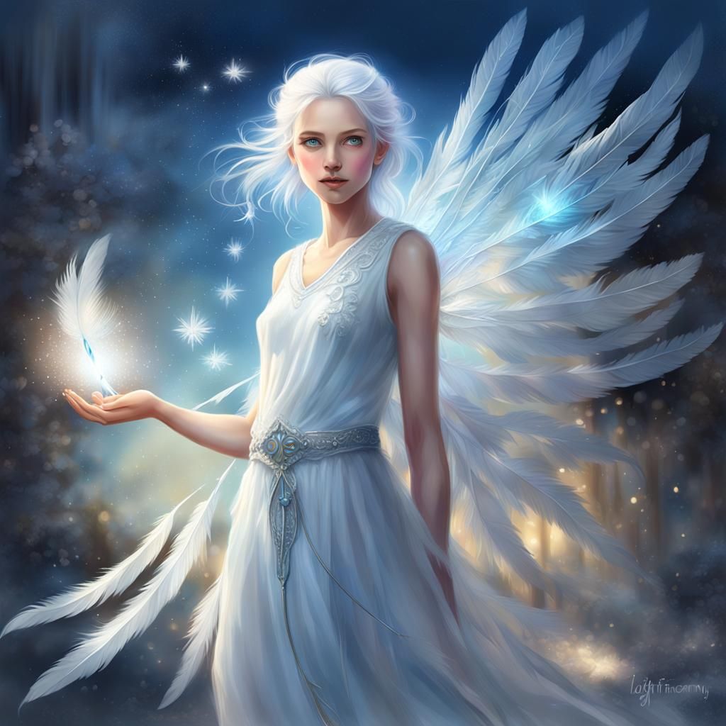 Air Fairy with Diaphanous Wings in Digital Painting