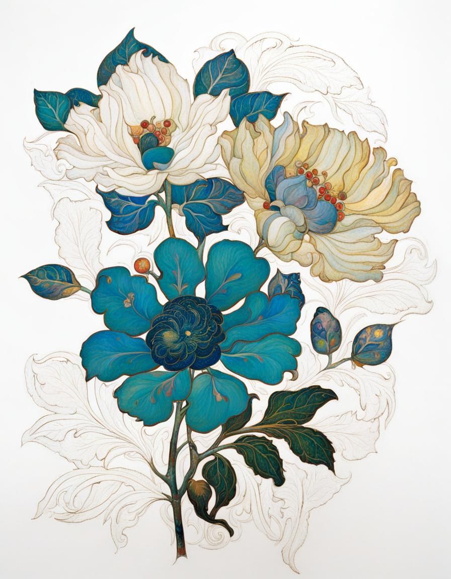 Ethereal Beauty in Pre-Raphaelite Art Nouveau Style