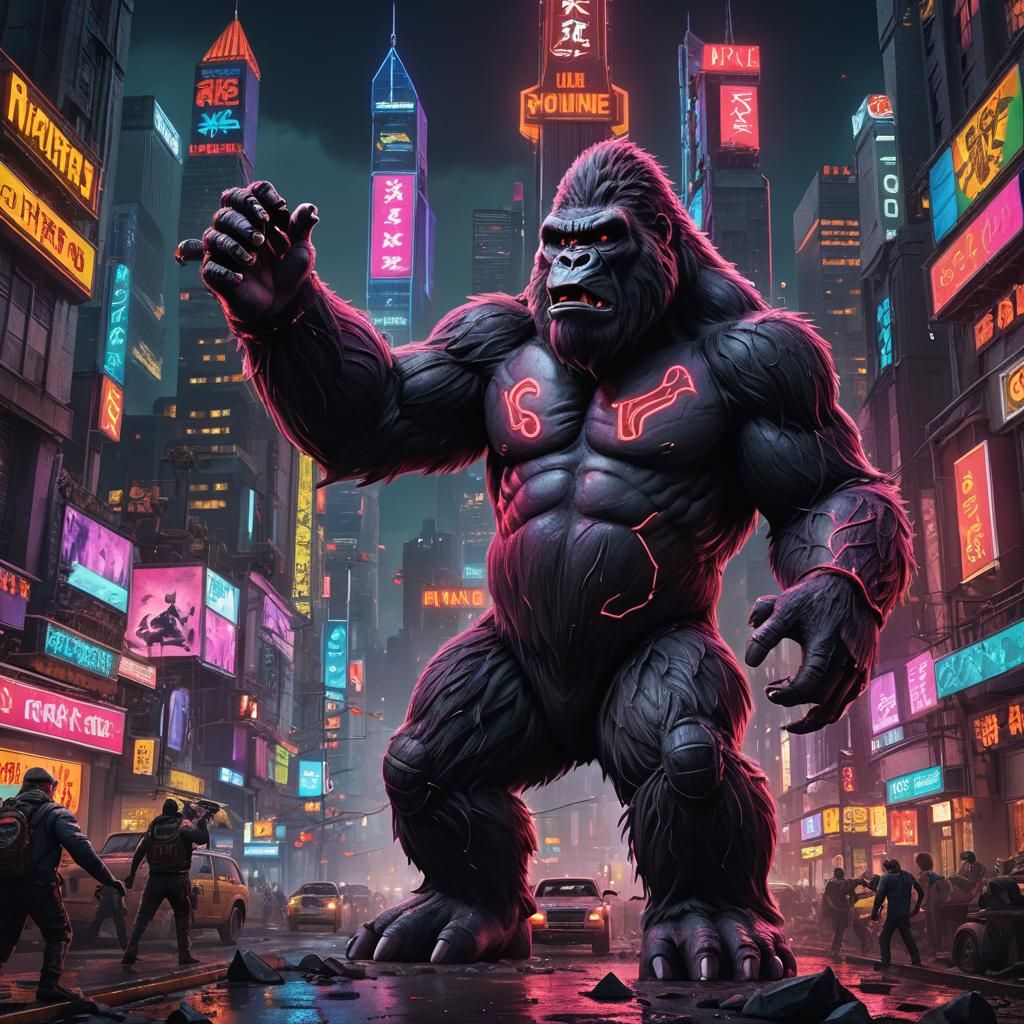 Neon King Kong Concept Art in Deep Color
