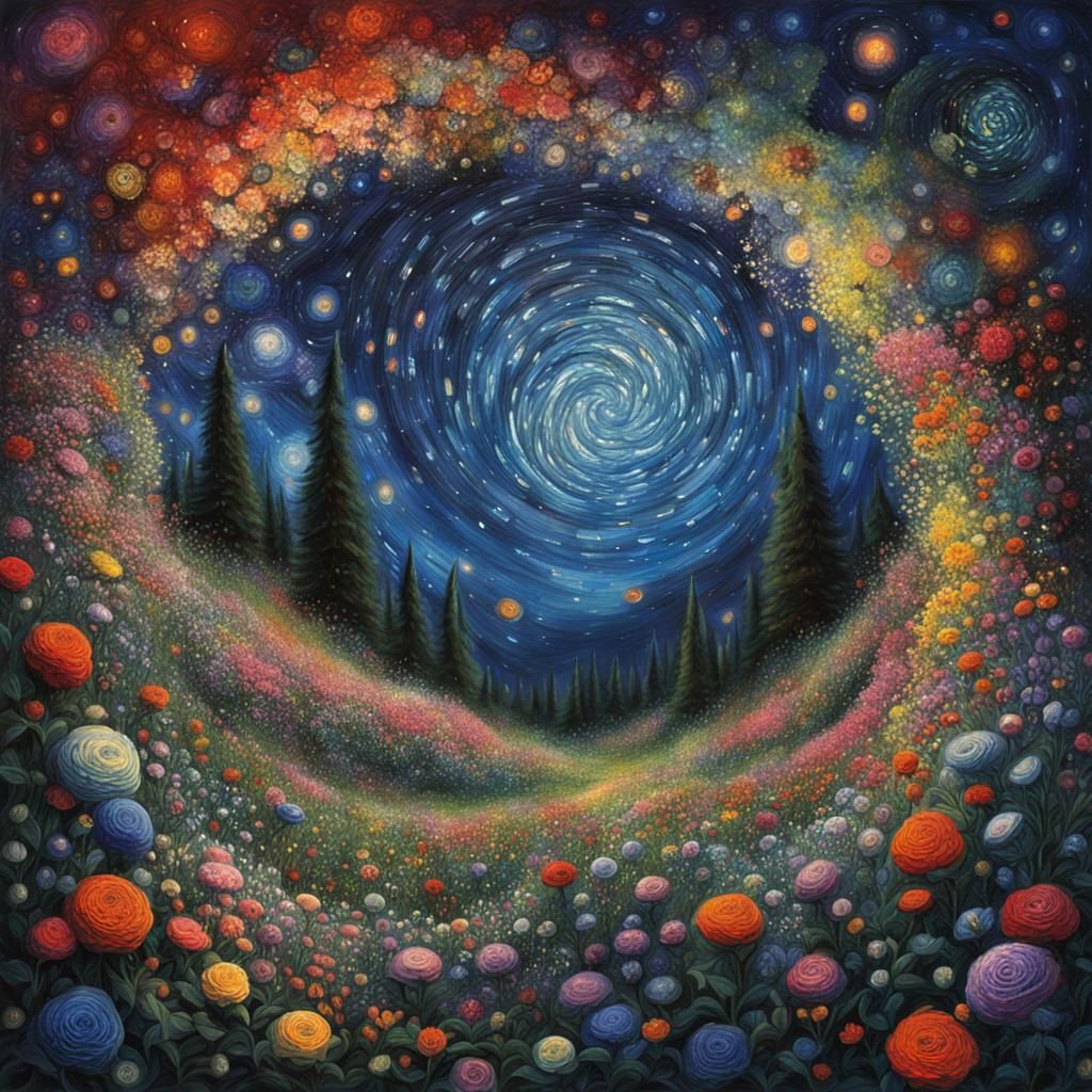 Star Maelstrom in Chagall-Inspired Forest