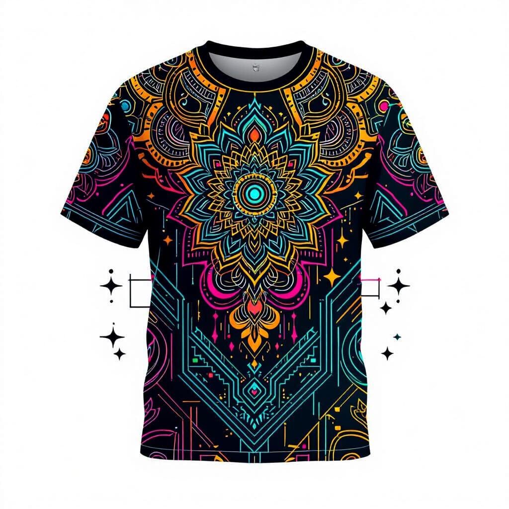 Futuristic Streetwear Tee Design: Indian Art Fusion
