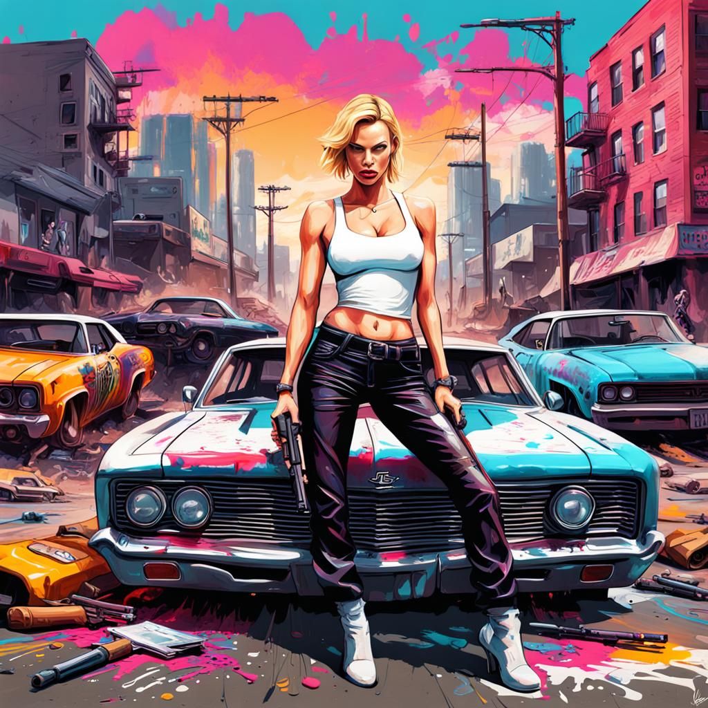 GTA Game Poster Featuring a Femme Fatale