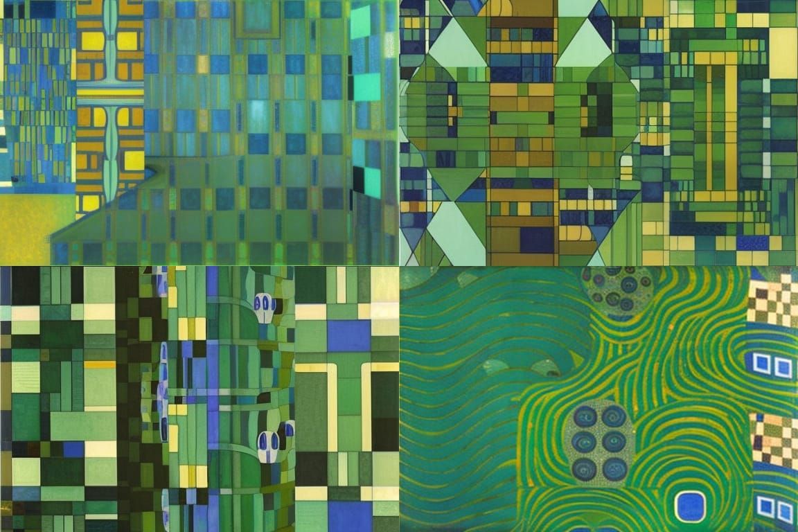 Art Deco Copper and Blue-Green Geometric Patterns