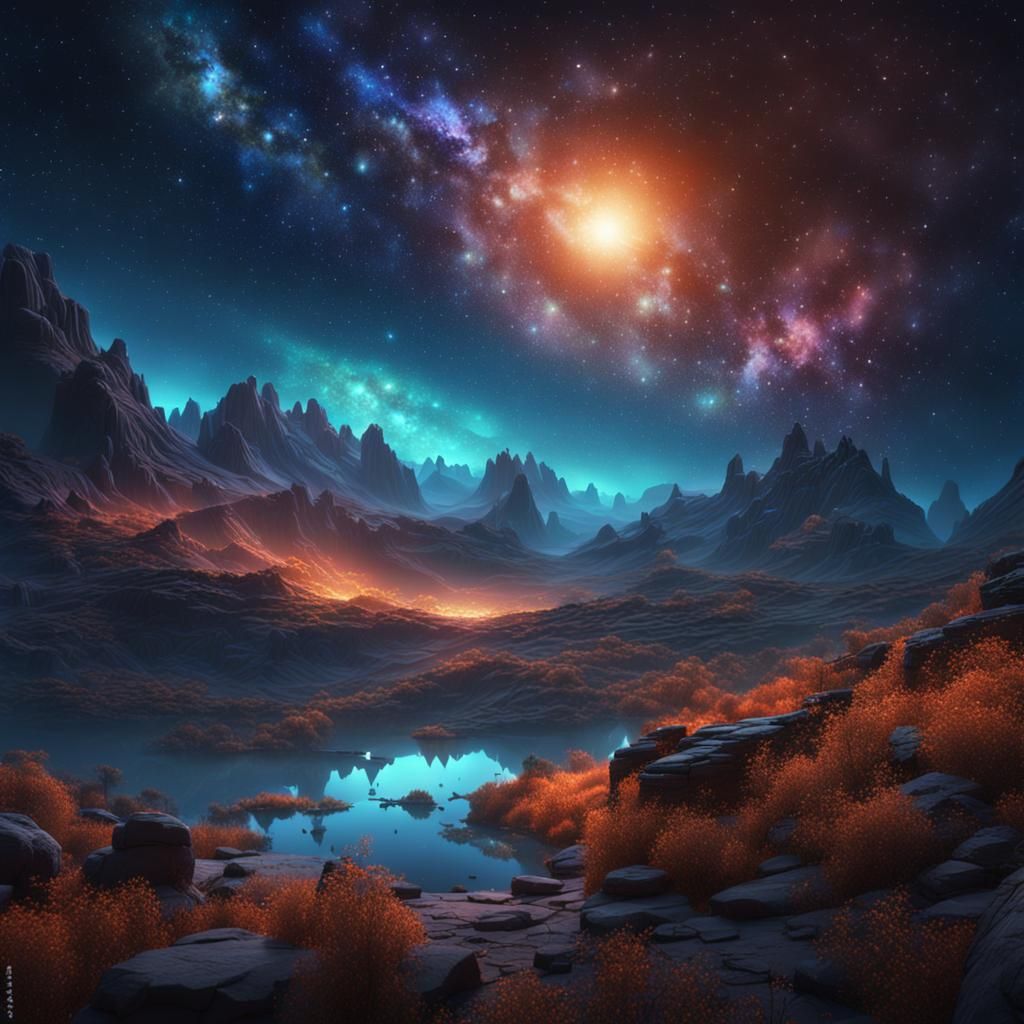 Detailed Starry Sky Matte Painting in Deep Color