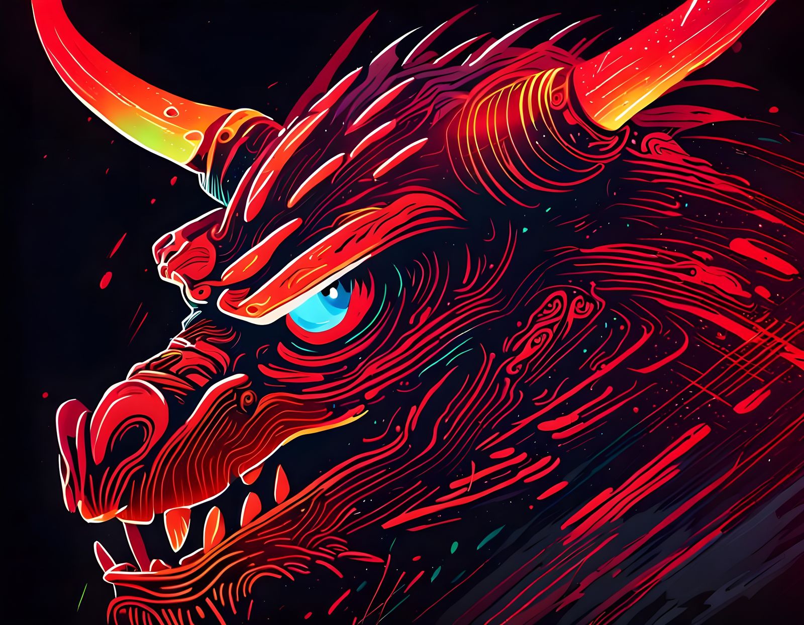 Abstract Cyberpunk Monster with Laser Eyes