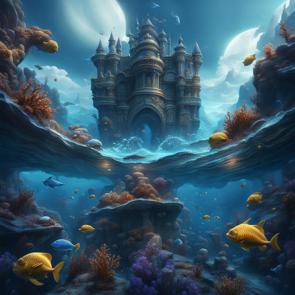 Fantastical Deep Blue Sea Matte Painting