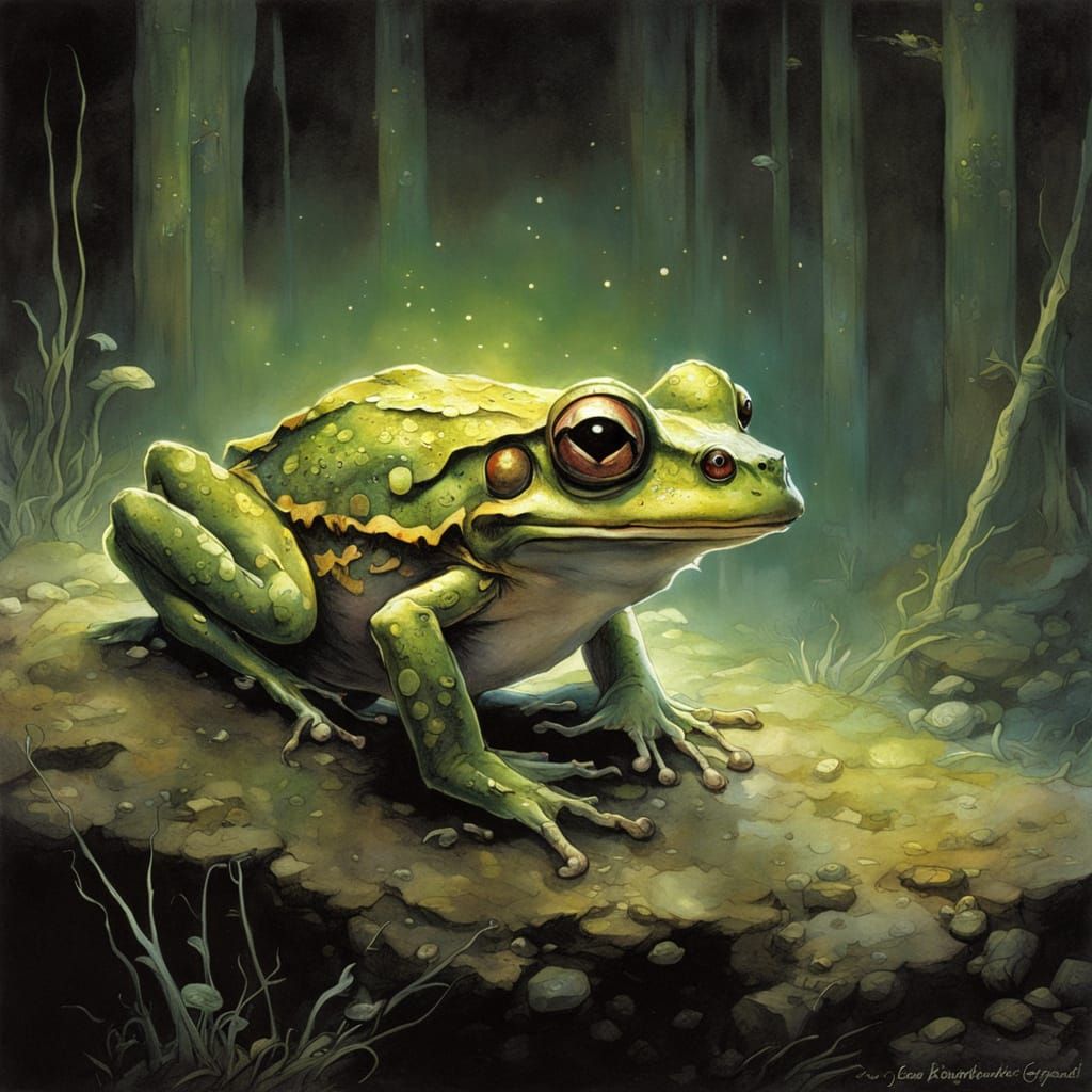 Luminescent Frog in Avant Garde Style