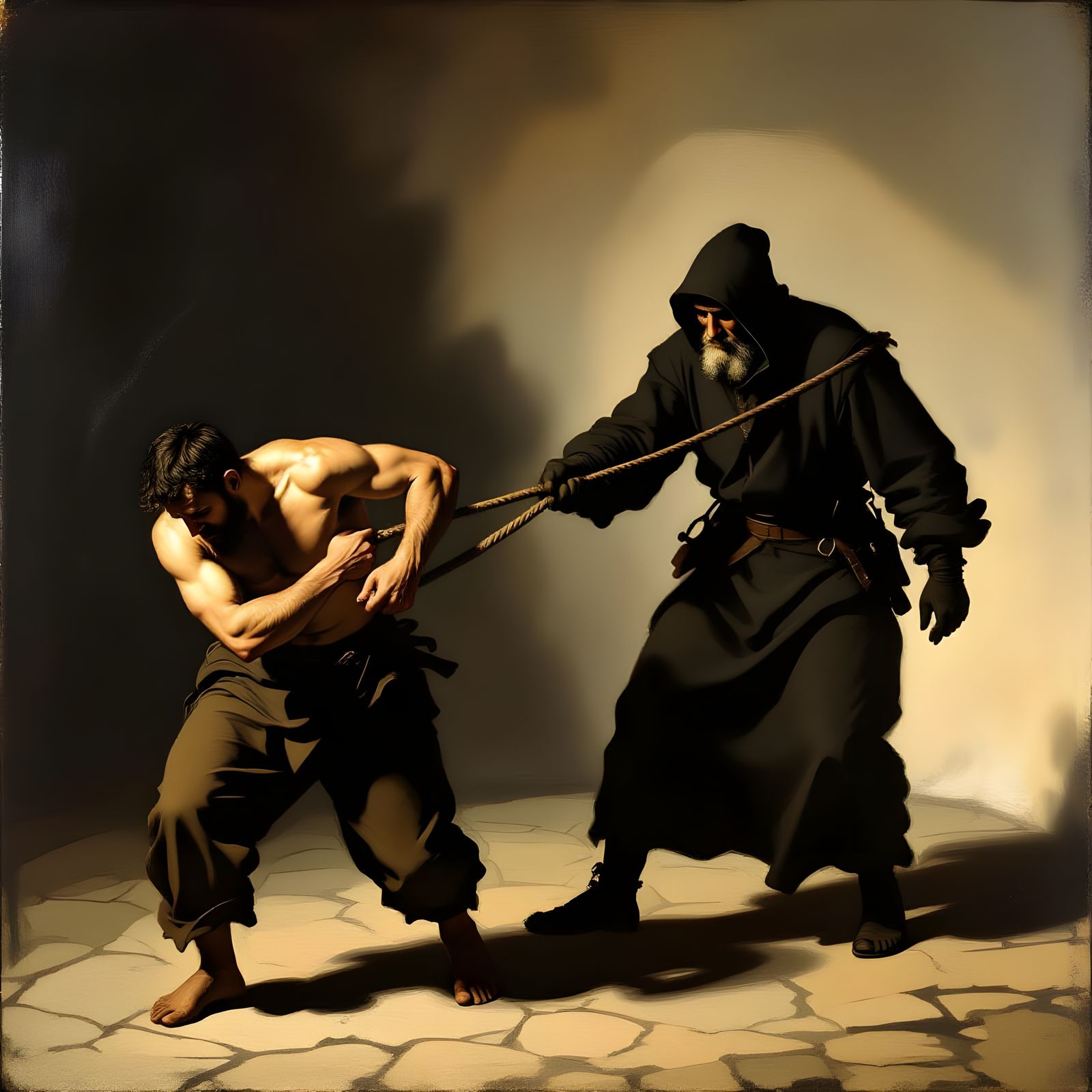 Man Forced by Evil Figure into Conflicting Paths