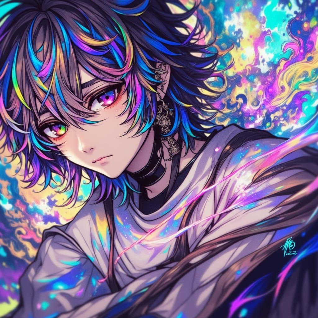 <lora:Lunar Halo Fluxation:1.0>Bishounen, Holographic Highlights