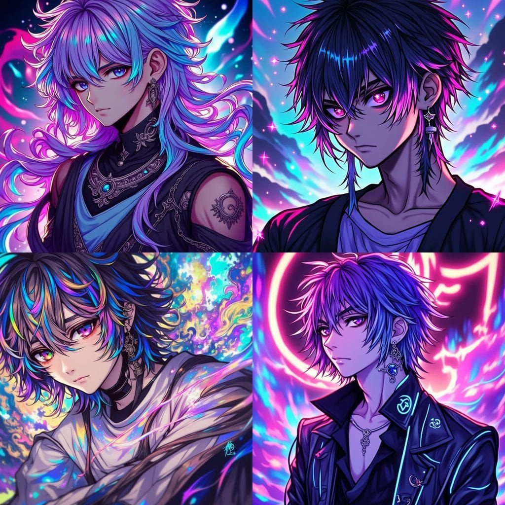 <lora:Lunar Halo Fluxation:1.0>Bishounen, Holographic Highlights