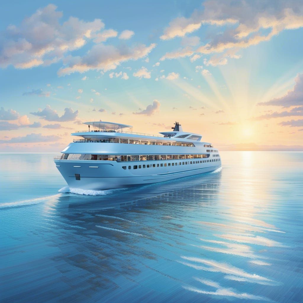 Ferry Glides on Cerulean Sea: A Tranquil Journey