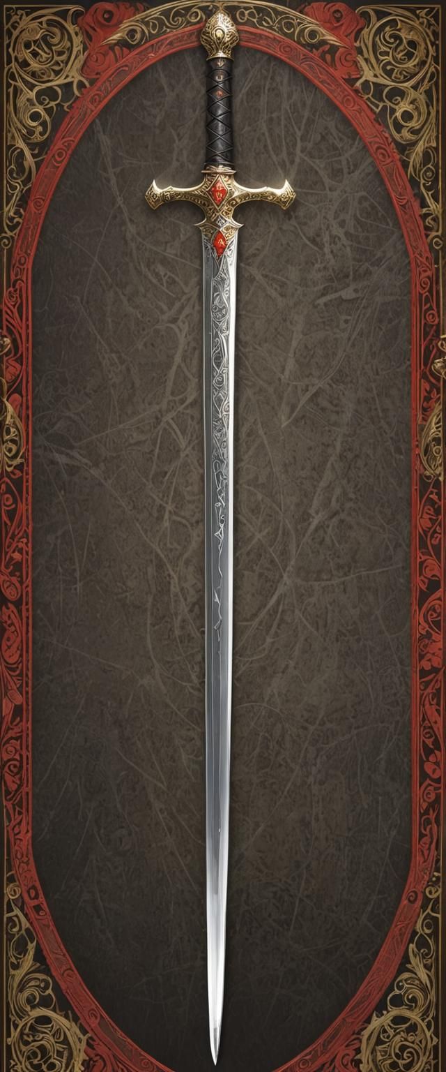 Ornate Silver Longsword on Silk Cloth