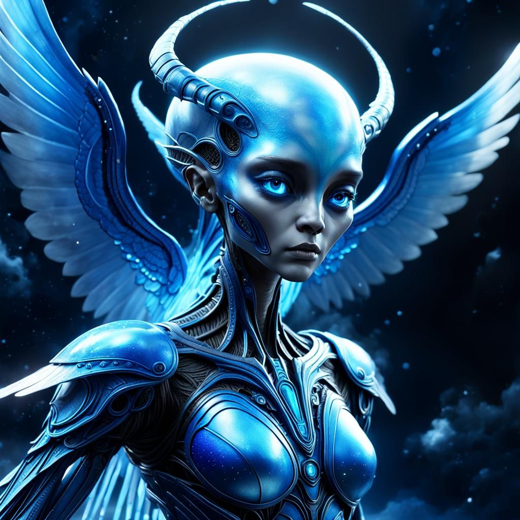Ethereal Alien Angel: Detailed Matte Painting