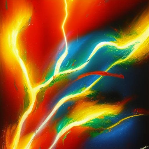 Dynamic Lightning Graffiti Art in Polychromatic Style