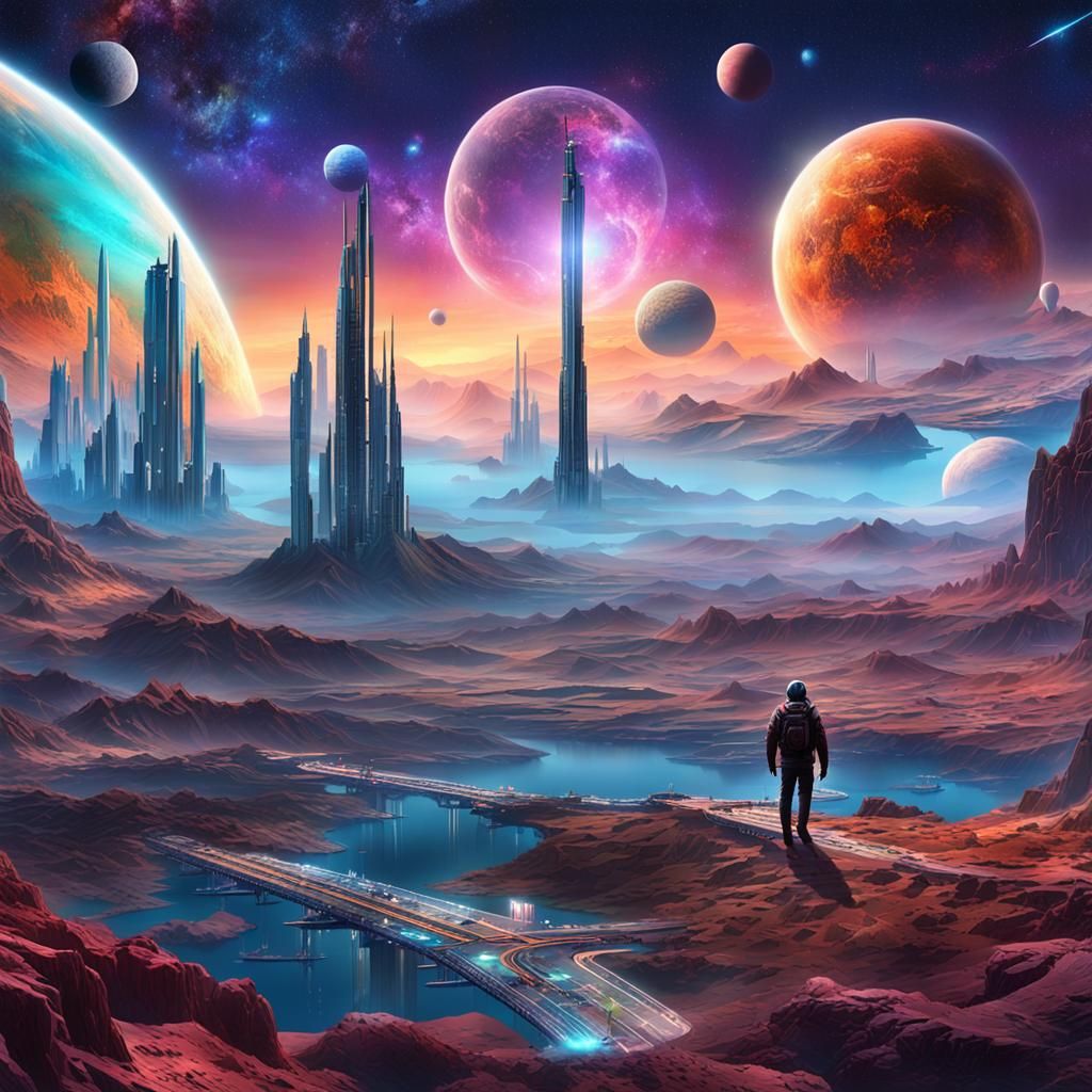Holographic Astral Science Fiction Landscape