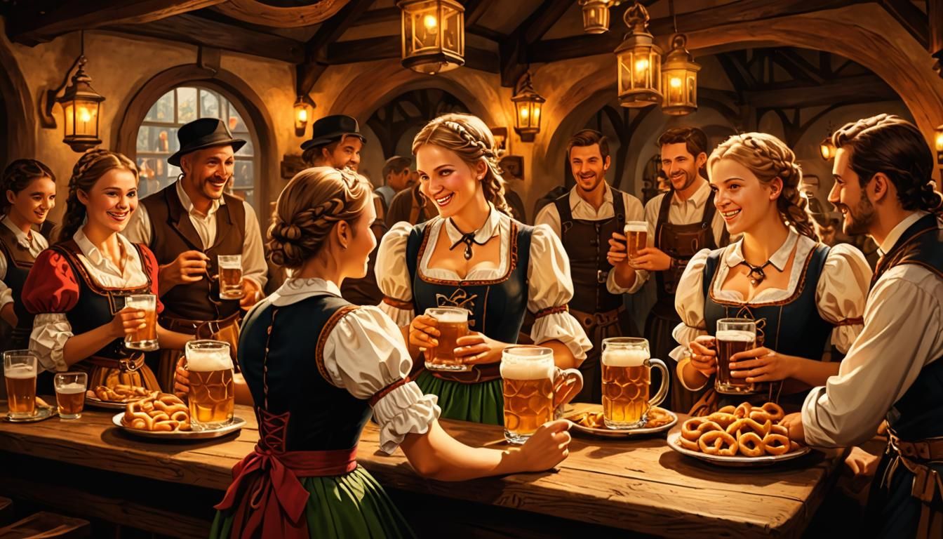 Oktoberfest Celebration in a Medieval Tavern