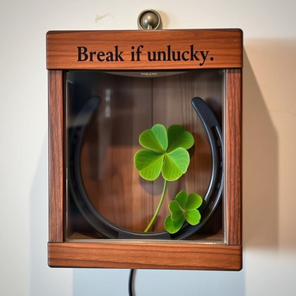Good Luck Charms: Horseshoe and Clover in Box