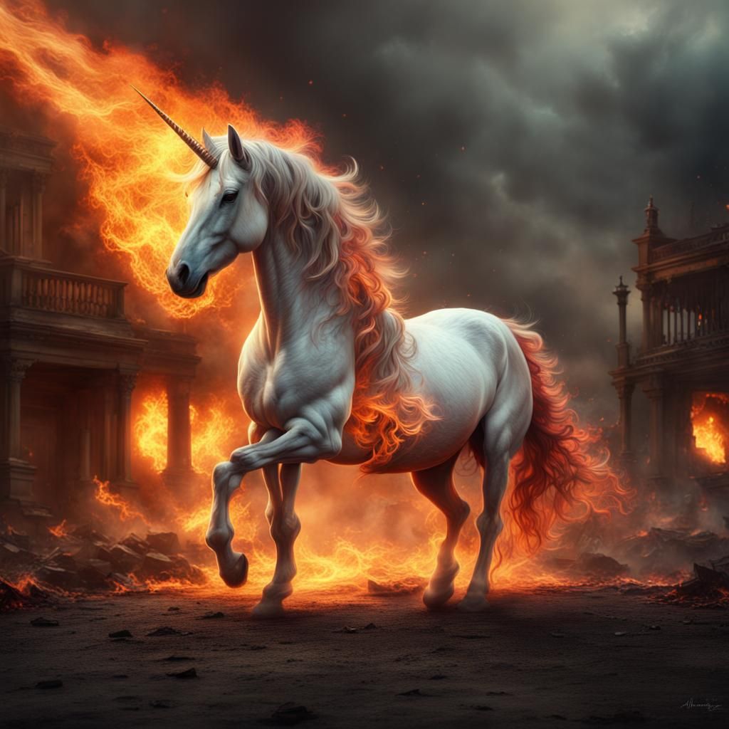 Fiery Unicorn: Epic Cinematic Digital Matte Painting