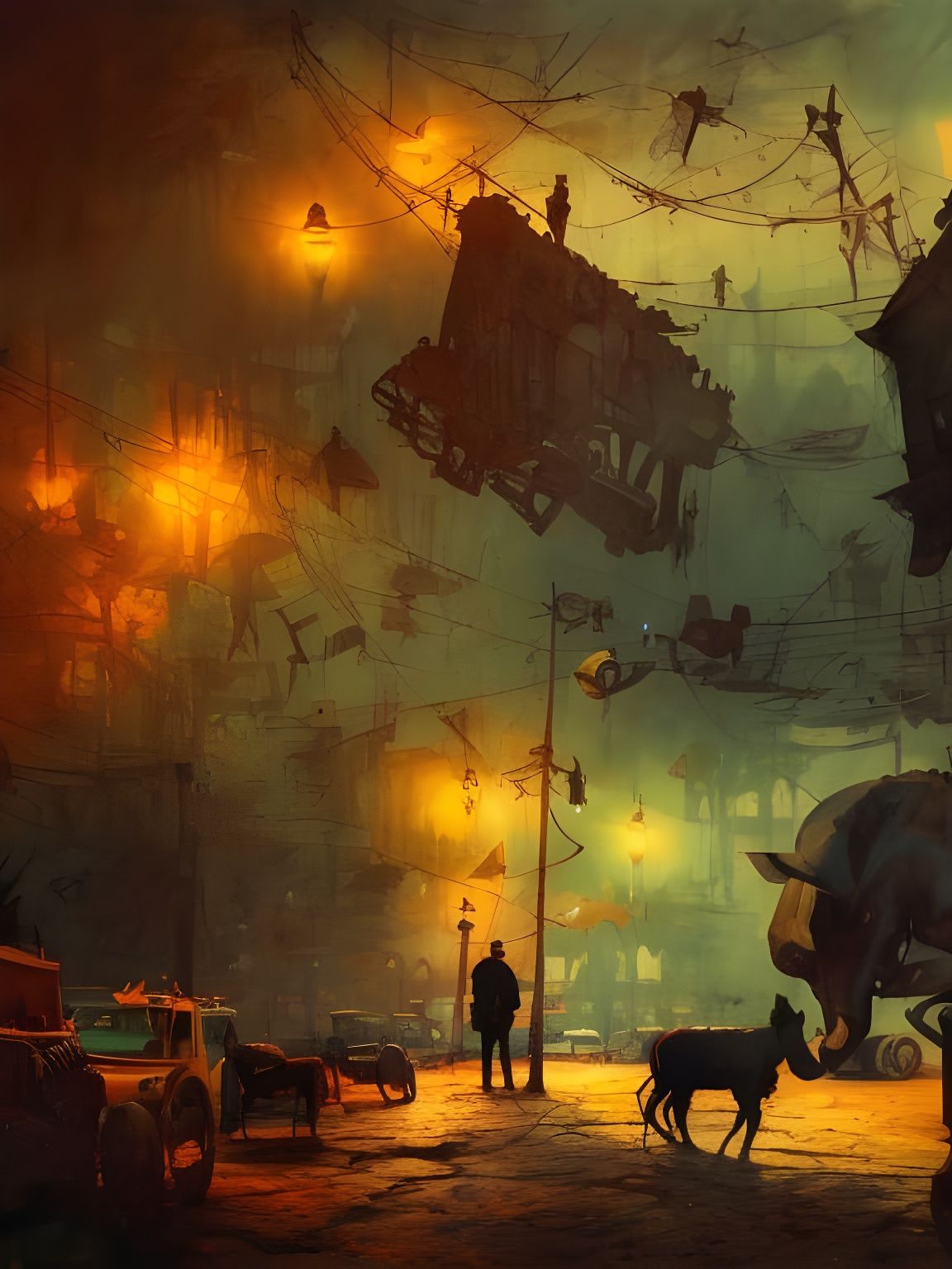 Town Musicians of Bremen in Expressionist Style