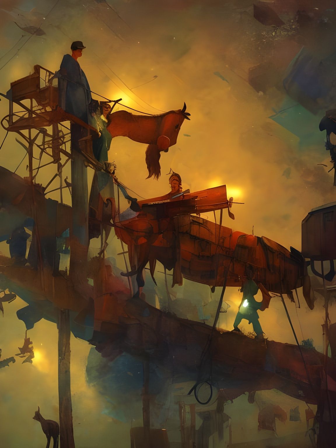 Town Musicians of Bremen in Expressionist Style