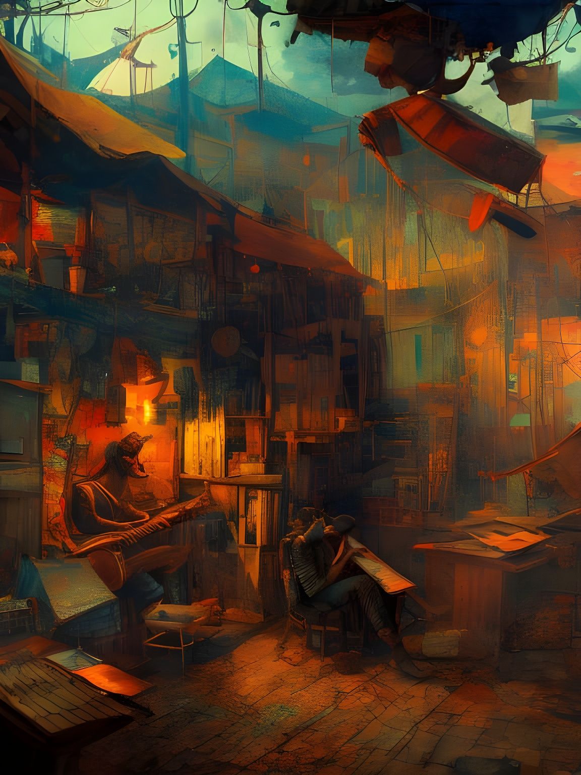 Town Musicians of Bremen in Expressionist Style