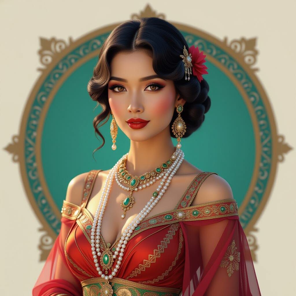 Beautiful woman dekgada de Indonesia peinada joyas y vestido...