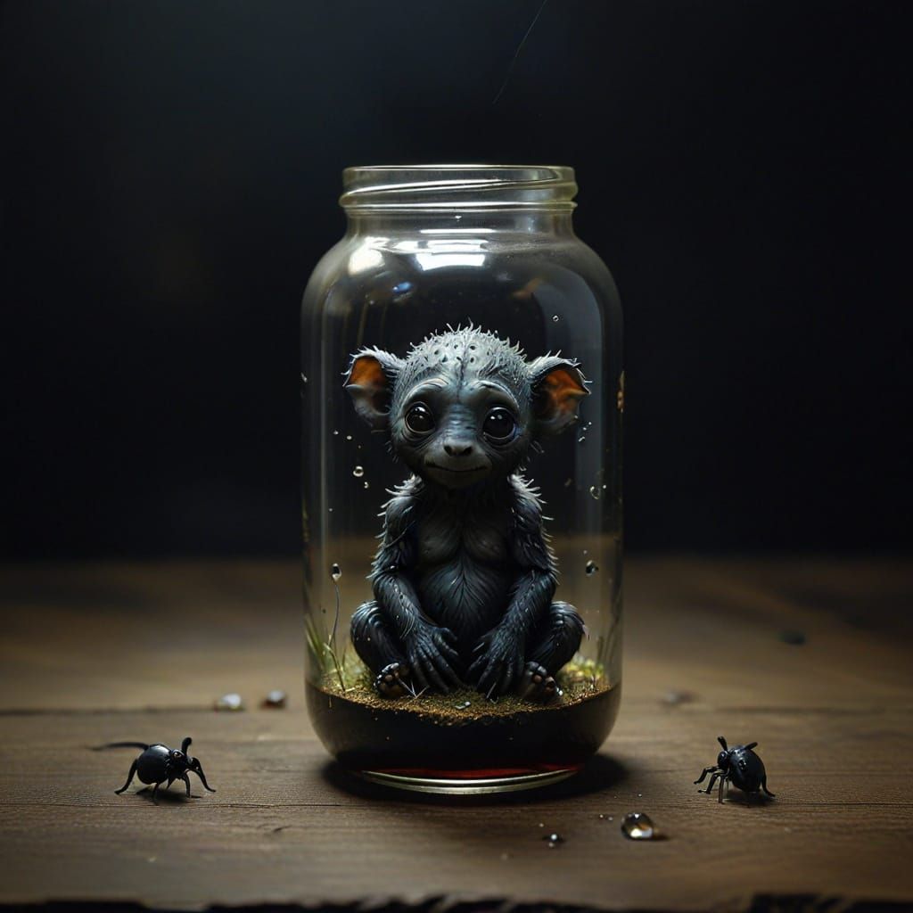 Cute Dark Creatures in Timeless Oil on Glass