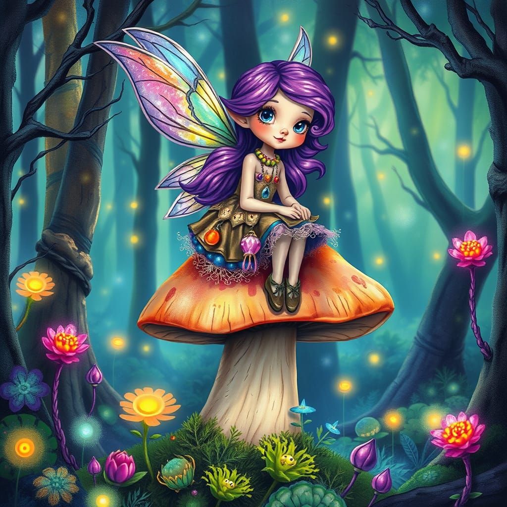 Pixie in Whimsical Chalk Art