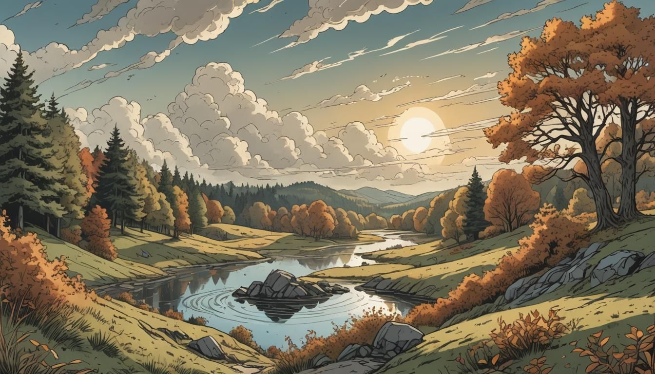 Autumn Leaves Falling in Retro D&D Style