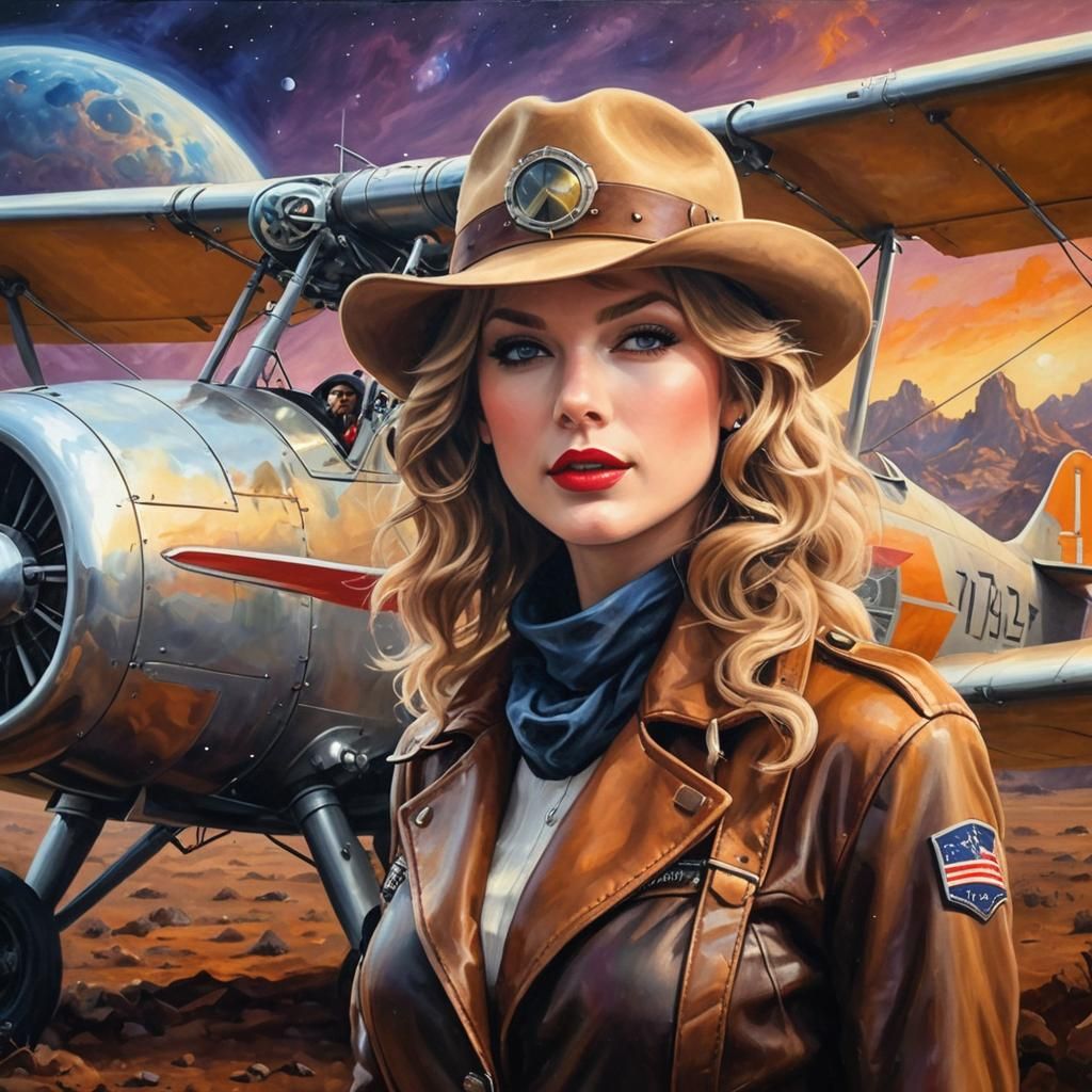 Taylor Swift as 1930s Pilot on Alien Planet
