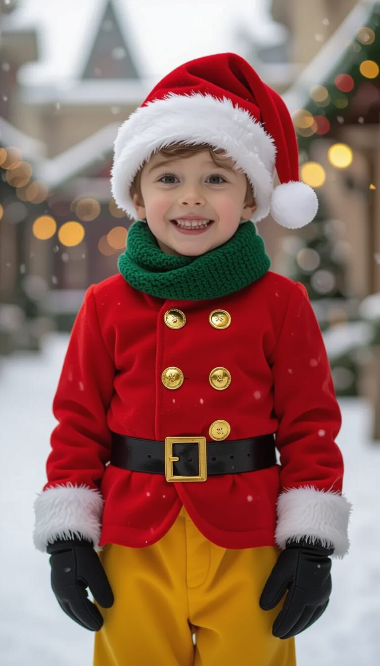 Boy as Goofy in Christmas Outfit, Cinematic Style
