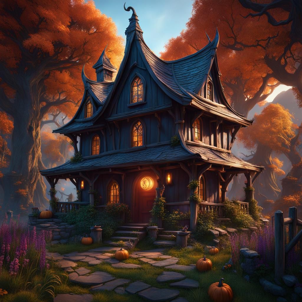 Fantastical Witch's Mansion on a TV Screen