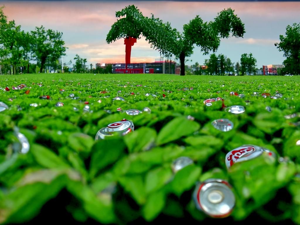 Coca-Cola Can Field Under Beautiful Sky