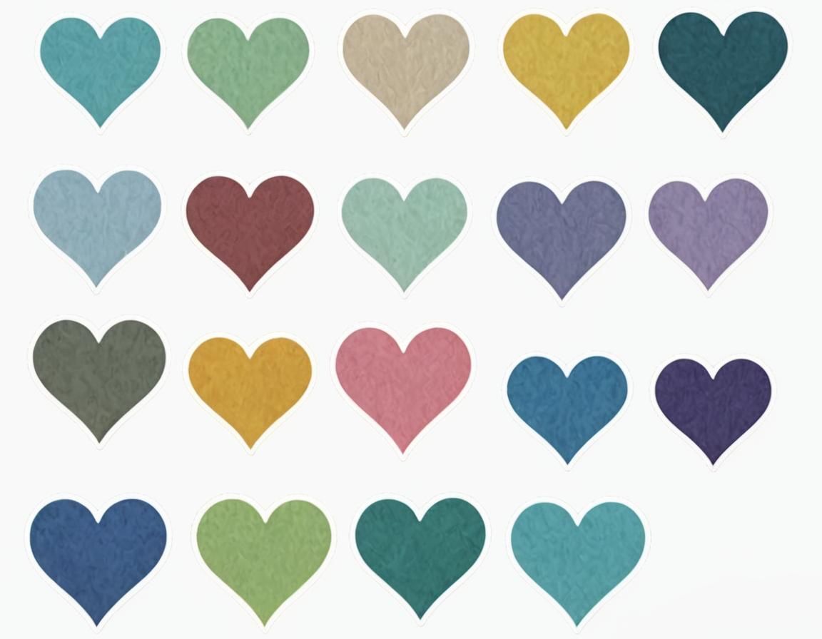 Pastel 3D Hearts in Expressionist Airbrush Style