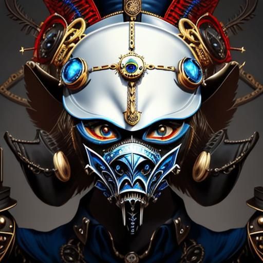 Steampunk Bird in Plague Mask Fantasy Art