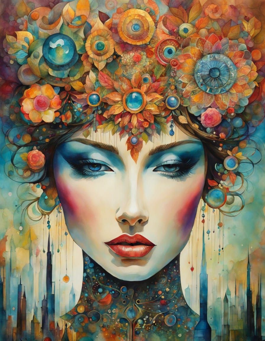 Surrealistic Whimsy in Vibrant Cubist Hues