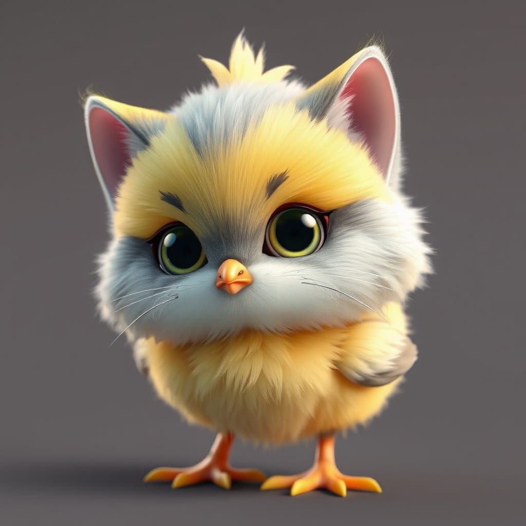 Whimsical Chick Kitten Hybrid in 8k Anime Art
